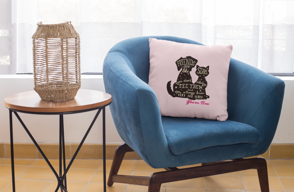 custom pillow case in chair